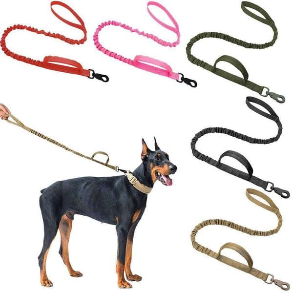 2025 Reflective Running Leash for Dogs - Dual Shock Absorption System, Night Safety Retractable Lead with QuickClip 26W0321