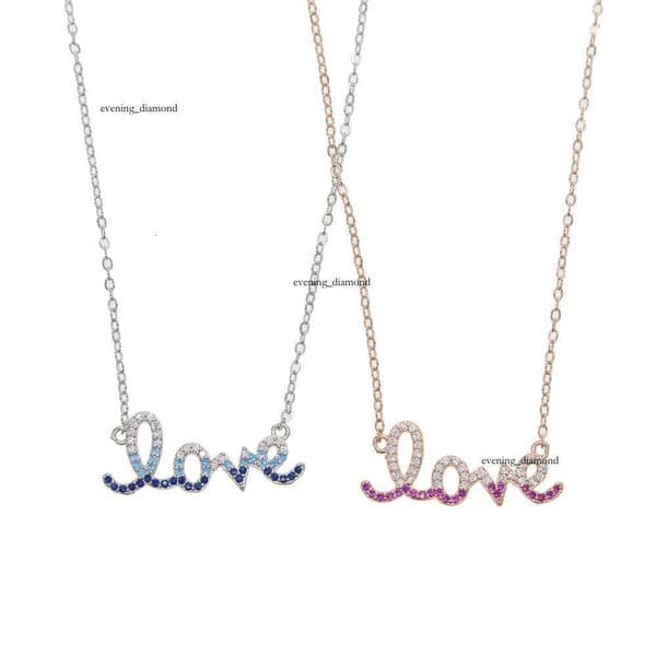 Popular new style colorful Moissanite inlaid LOVE letter pendant necklace unique design clavicle chain women's accessory