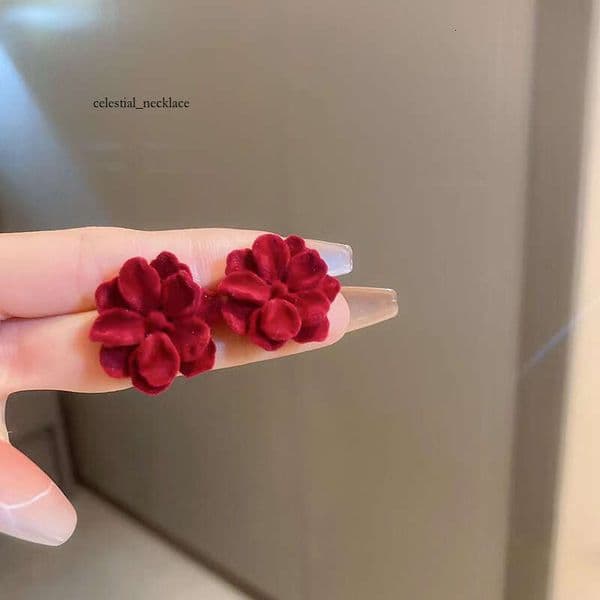 Year earrings, festive for the New Year, unique design, high-end red velvet bow, autumn and winter earrings