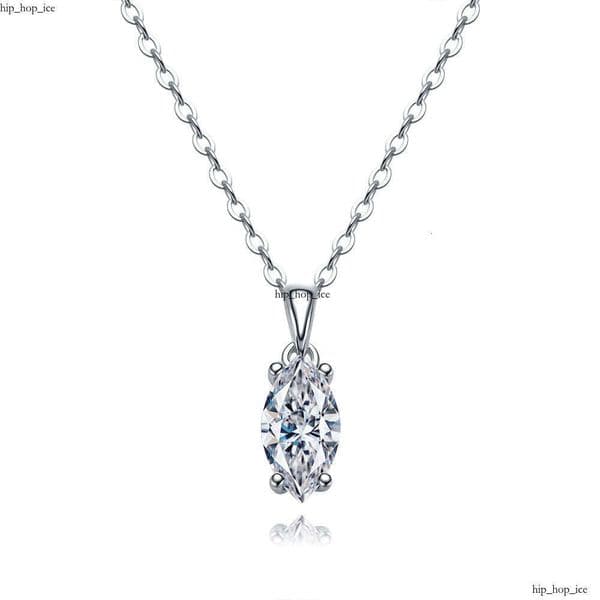 1 ct marquise-shaped necklace 925 sterling moissanite pendant for women simple and elegant collarbone chain pendant silver jewelry wholesale