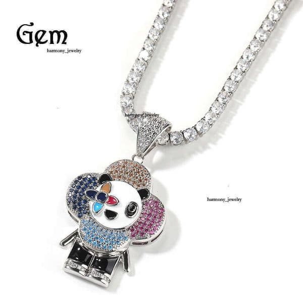 Moissanite Jewelry Hip Hop Creative New Style Donkey Flower Shining Micro-Paved Moissanite Jewelry Unisex Couple Pendant
