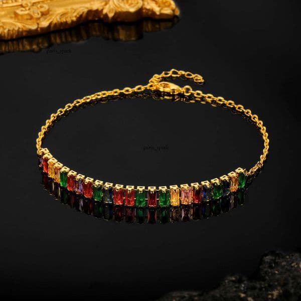 Silver inlaid Moissanite plated 18k real gold colorful adjustable bracelet with fashionable design popular Luxury Jewelry factory direct