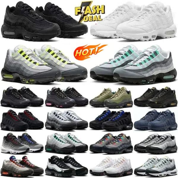 Designer 95 95s Running Shoes Classic Triple Black White Yellow Cool Grey Olive Midnight Navy Men Women Outdoor Sports Sneaker