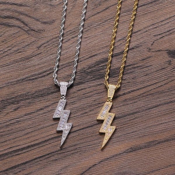 Jewelry Hip Hop jewelry Silver inlaid Moissanite lightning unisex trendy brand personalized necklace pendant