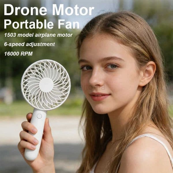 Portable fan high-speed handheld mini fan 6-speed wind power 16000 rpm high wind USB rechargeable fan 2000mAh white H260321