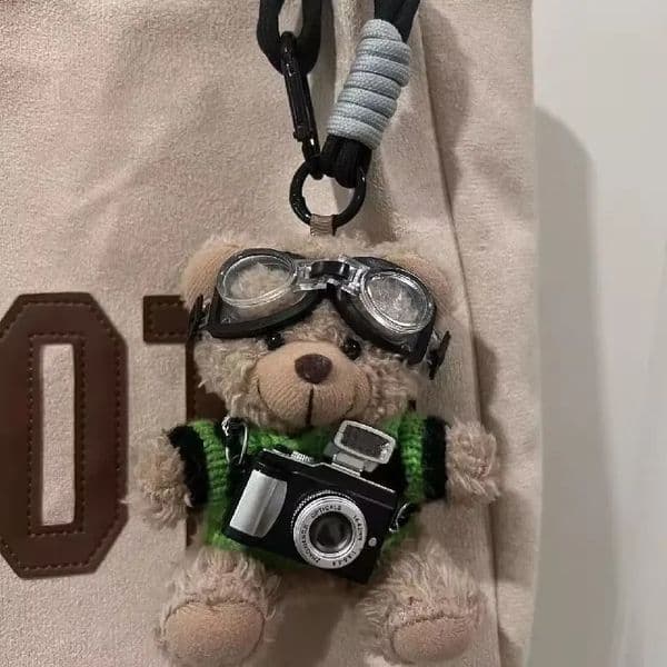 Brown Small Bear Doll Funny Keychains Creative Cartoon Small Bear Bag Pendant Keyring For Car Keys Cute Plush Keychain 260320