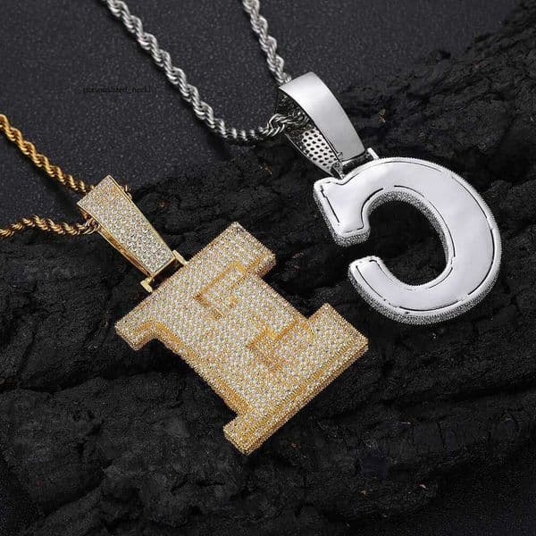 Jewelry Silver inlaid Moissanite letter necklace trendy brand personalized Hip Hop men's pendant accessory