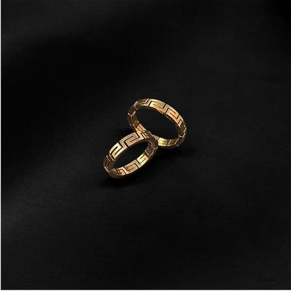 titanium ring 925 Sterling Silver 18K Gold jewelry Great Wall pattern rose gold personalized ring for men and women minimalist style