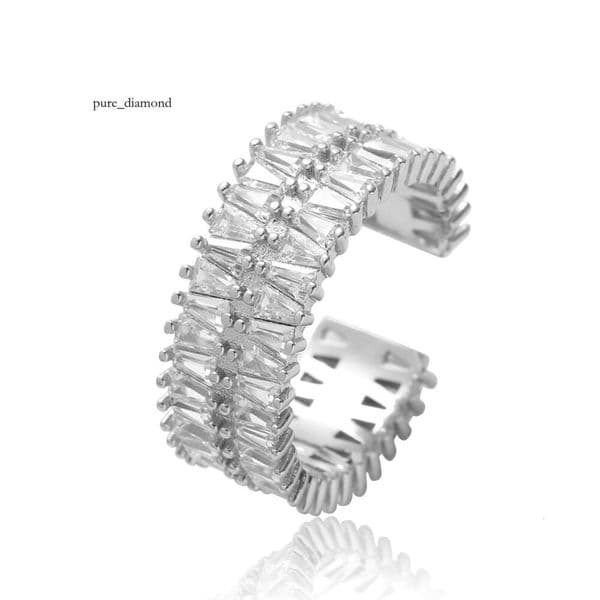 Cross-border unisex double-row T-shaped zirconia open niche trendy hip-hop personalized ring, simple accessory