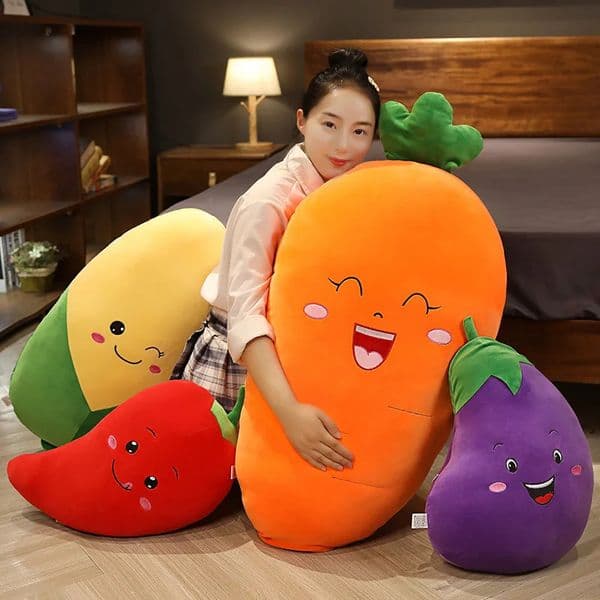 Cartoon Smile Carrot chili corn Plush toy Cute Simulation eggplant Pillow Dolls Stuffed Soft Toys for Children Gift 260320