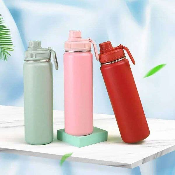 750ml Insulated Cup Stainless Steel Sports Bottle American Water Bottles with Lid Portable Vacuum Leakproof Outdoor Hiking Cups 26W0321