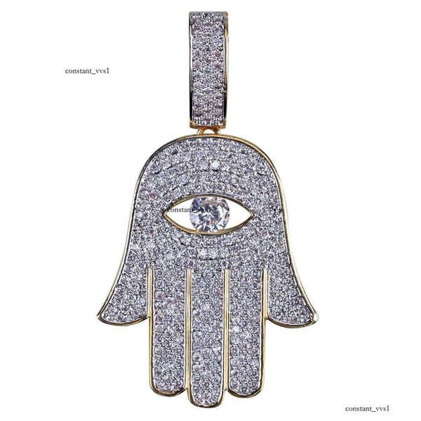 Hand of Fatima Pendant Micro Inlaid Moissanite Jewelry Retro Hip Hop Necklace Jewelry New Fashion