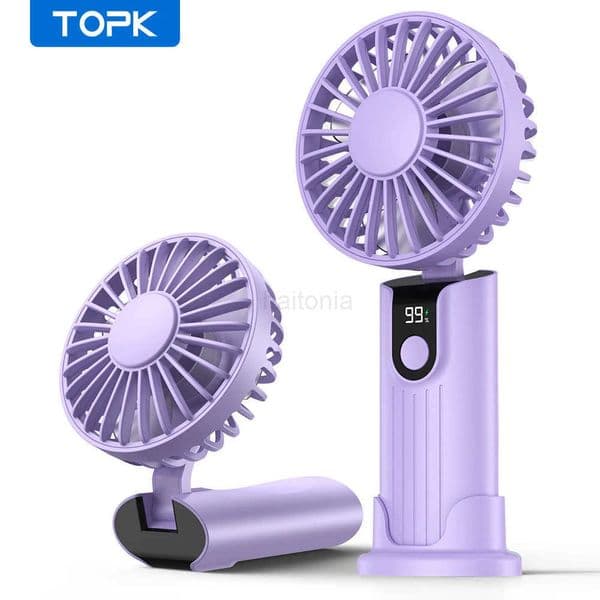 TOPK K38 Portable Handheld Fan5000mAh 3 in 1 Multifunction Personal Travel Neck Fan with Digital Display90 Foldable Desk Fan H260321