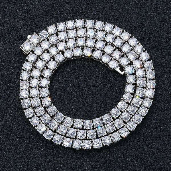 Jewelry Hip Hop Jewelry Inlaid with Diamonds Spring Buckle Tennis Chain Moissanite Trendy Brand Personality Men's Necklace Wholesale