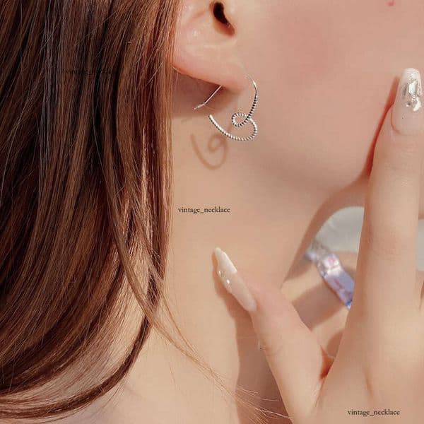 Hip Hop Style 925 sterling silver heart-shaped earrings for women Korean INS light luxury niche design earrings wholesale