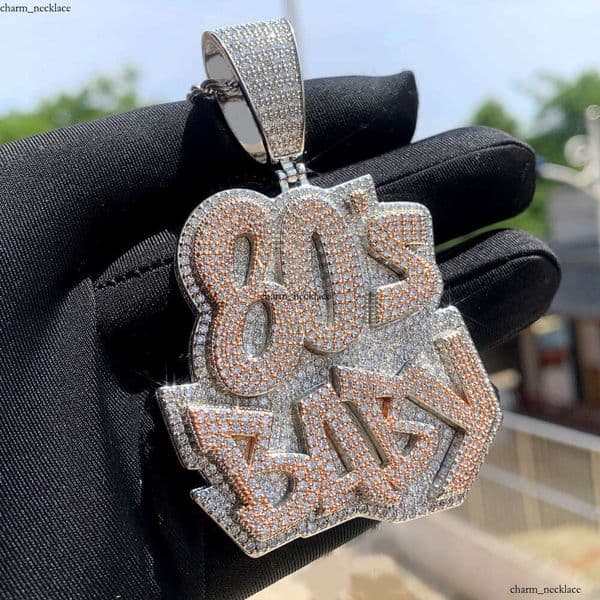 Hip Hop men's pendant necklace full diamond English letter pendant Hip Hop trendy accessory wholesale