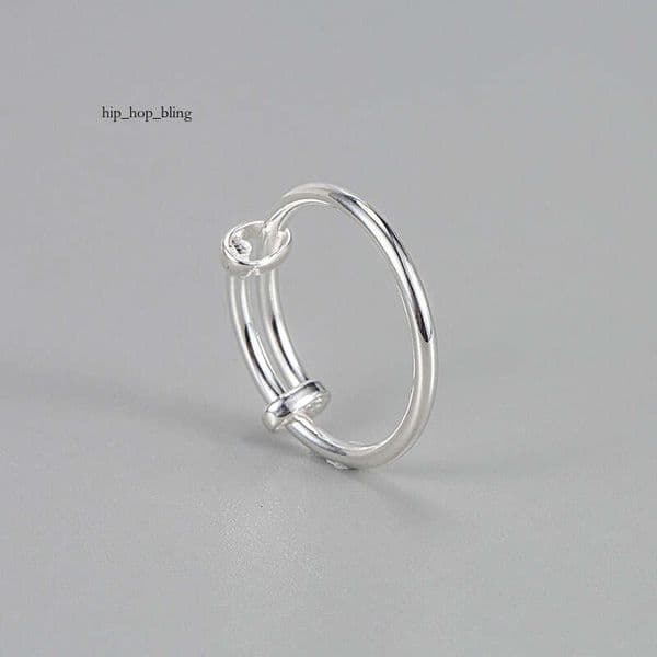 Korean INS niche design all-over 925 sterling silver adjustable sliding ring versatile and simple with a smooth surface suitable for the index finger