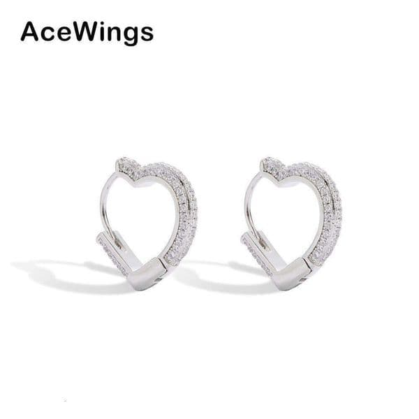 New Bling Elegant Personality Simple Hollow Heart Hoop Earrings Unisex Hip Hop Ear Jewelry