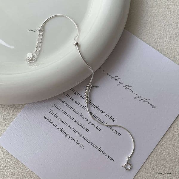 Hip Hop Style niche S925 sterling snake bone chain bead bracelet for women simple versatile trendy and fresh silver jewelry
