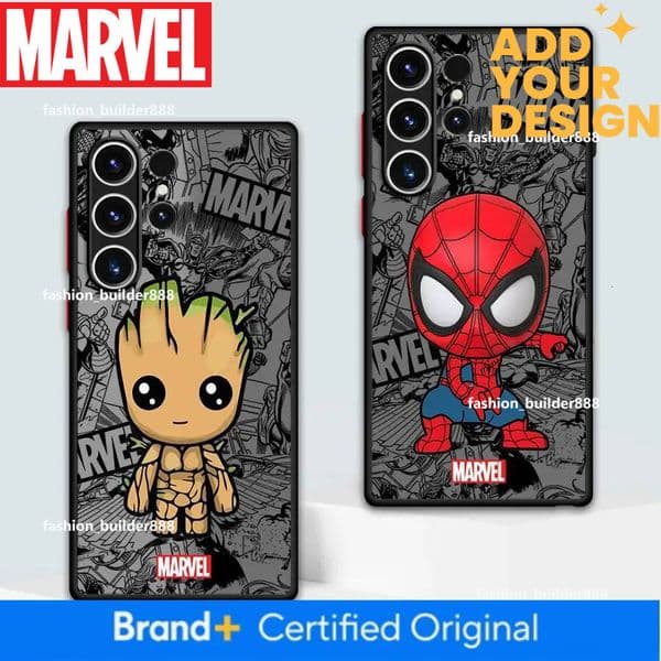 Cartoon Marvel Spiderman Groot Phone Case for Samsung Galaxy S24 S23 Ultra S10 Lite S20 FE S25 S22 Plus S9 S21 Luxury Cover