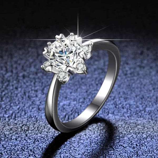 925 sterling ring for women classic plain straight band snowflake D color moissanite setting silver jewelry direct from manufacturer