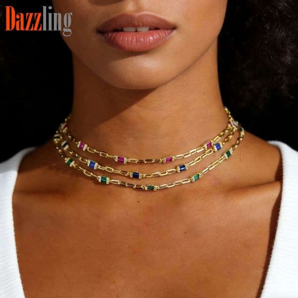 Hip Hop style new square Moissanite necklace Jewelry fashion high-end feel niche design women's collarbone chain