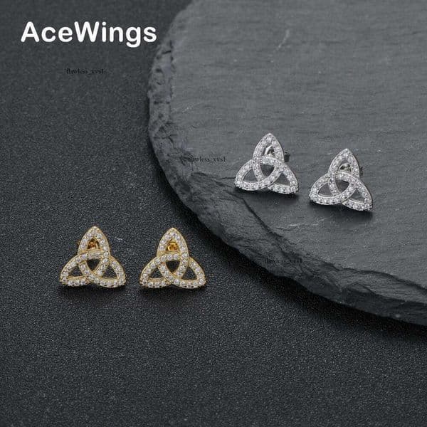 Jewelry geometric triangle Moissanite stud earrings simple design fashionable Hip Hop three-dimensional earrings