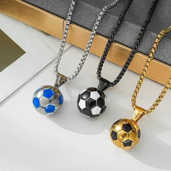WLP Stylish Soccer Ball Pendant Necklace Stainless Steel Chain Perfect Gift for Football Fans Boys Mens Trendy Necklace Jewelry X260321