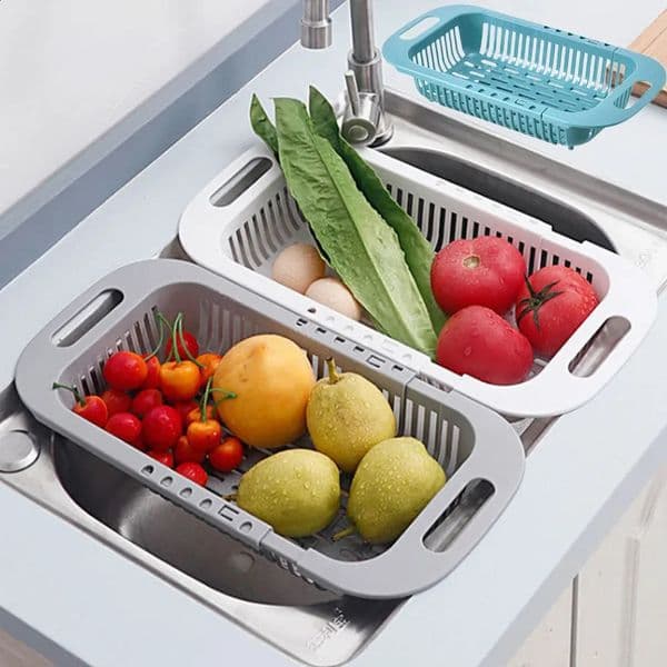 Over The Sink Colander Strainer Basket - Wash Vegetables and Fruits Drain- Extendable Kitchen Accessories Kitchen Gadgets 260321