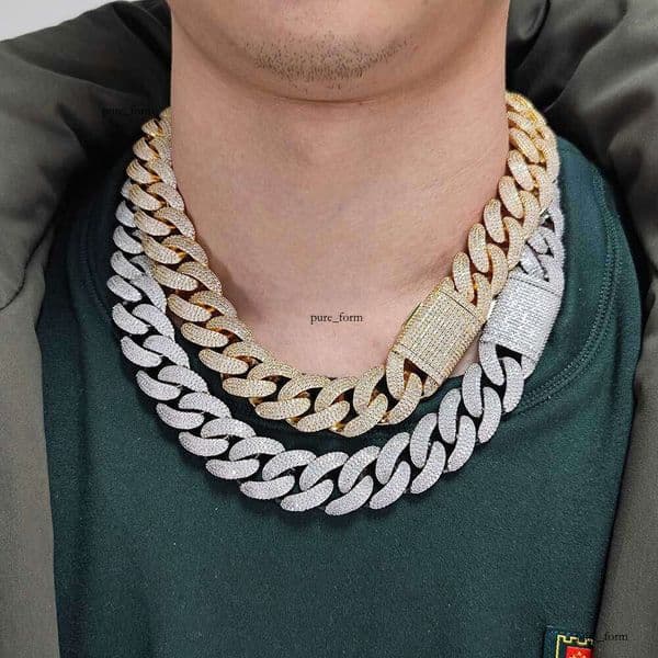 Jewelry New Style 20mm Four Row Diamond Bubble Cuban Chain Moissanite Necklace Personality Men's Jewelry Hip Hop Bracelet
