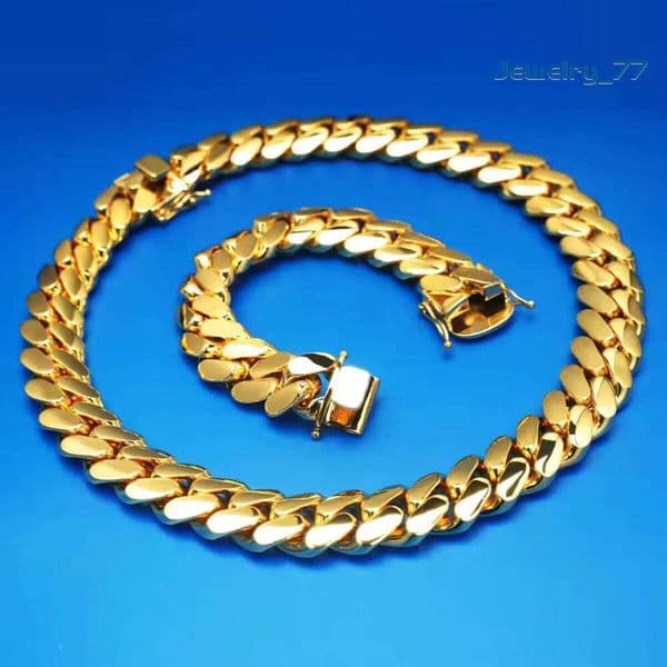 Hiphop Miami Men Wholesale Necklace 10K Gold Cuban Link Chain Fashion Jewelry Necklace
