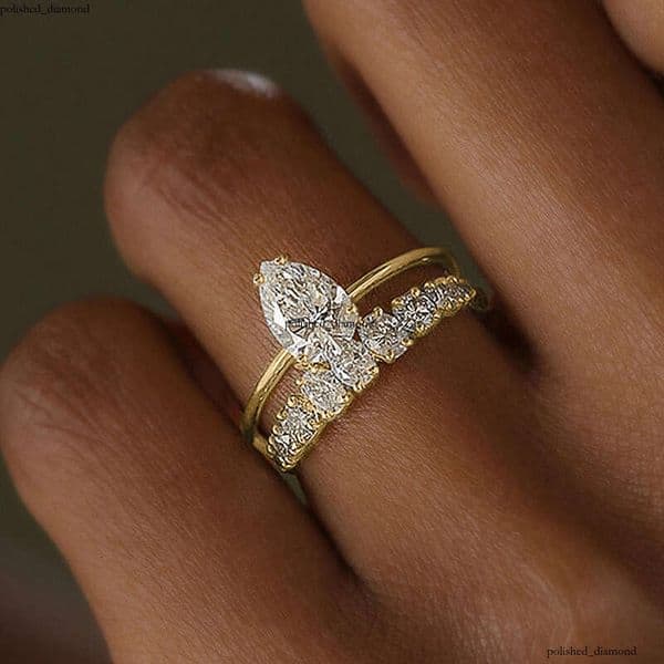 bestseller: Waterdrop-shaped Moissanite ring fashionable and exquisite engagement pair rings popular trendy ring