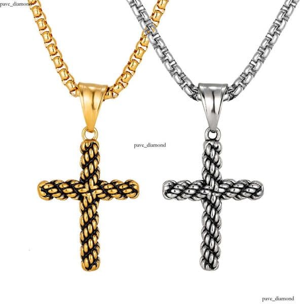 Jewelry 925 Sterling Silver 18K Gold vintage personalized exquisite high-quality twisted design cross necklace hot-selling new model