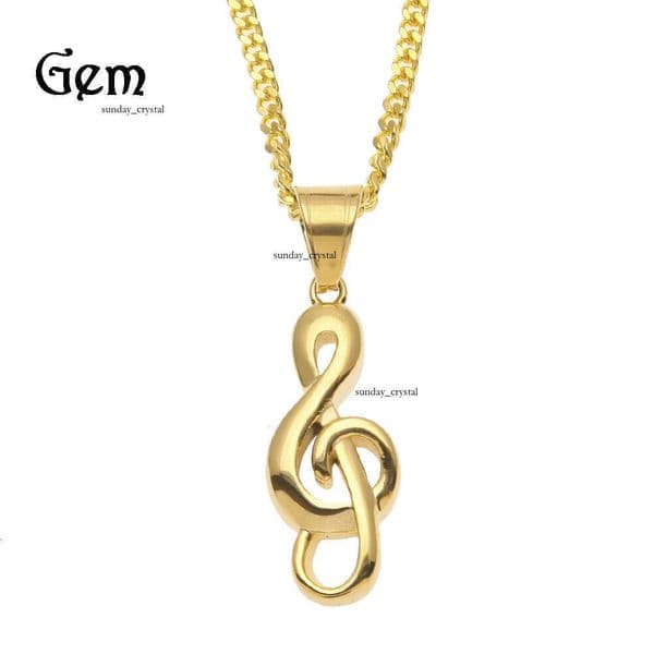 Moissanite Jewelry INS Gold-Plated Musical Note 925 Sterling Silver 14K Gold Men's Necklace Couple Style Personality Pendant Clavicle Chain