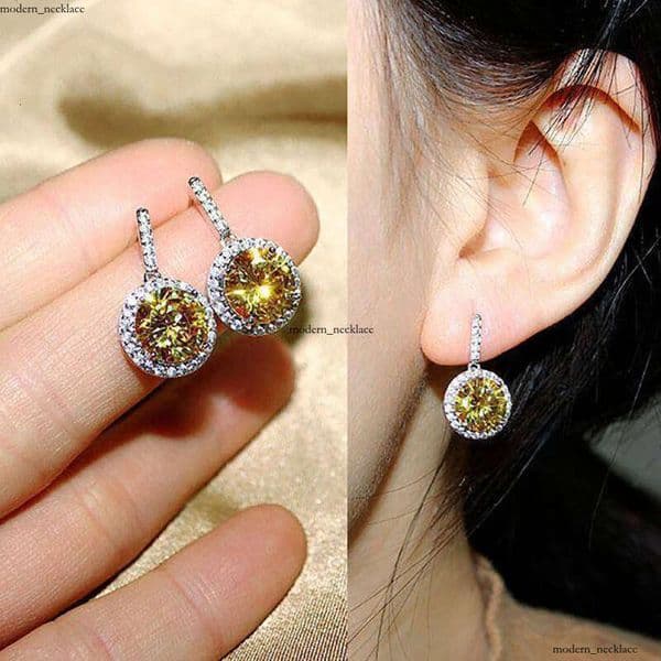 best-selling luxury round Moissanite for women pave stud earrings fashionable versatile OL earrings and accessories
