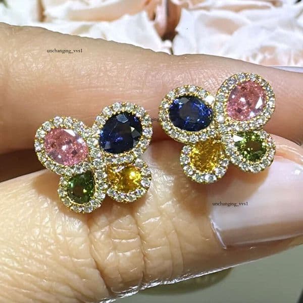 Colorful Dopamine Light Luxury Earrings for Women New Hot-Selling Earrings Niche Geometric Butterfly Sweet and Spicy Style