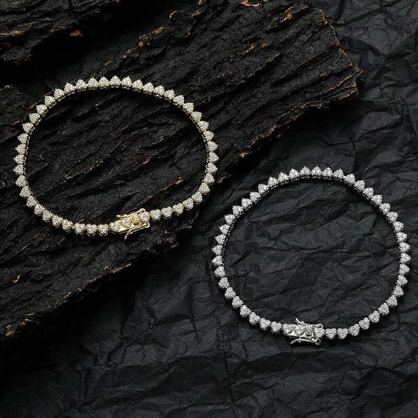 Hip Hop bestseller 3 Moissanite Hip Hop bracelet TennisChain heart tennis bracelet