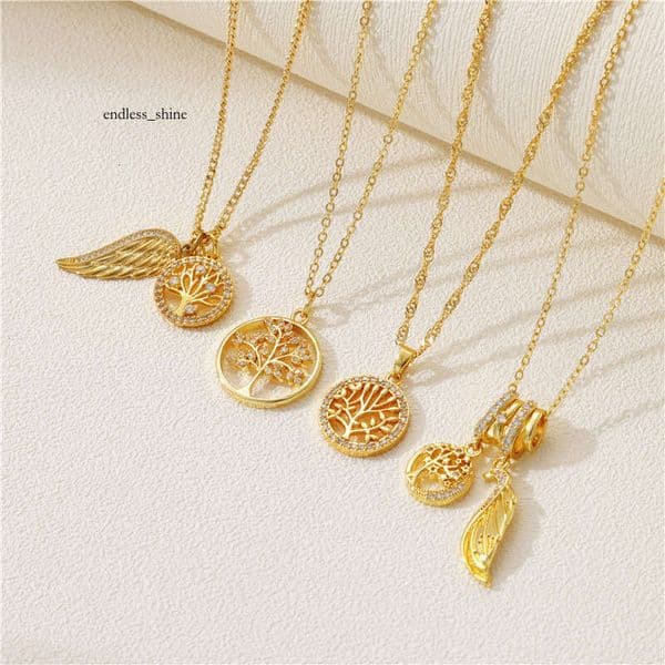 Silver Necklace Tree of Life Series Circle Inlaid with Clavicle Chain 18k Gold Moissanite Wholesale