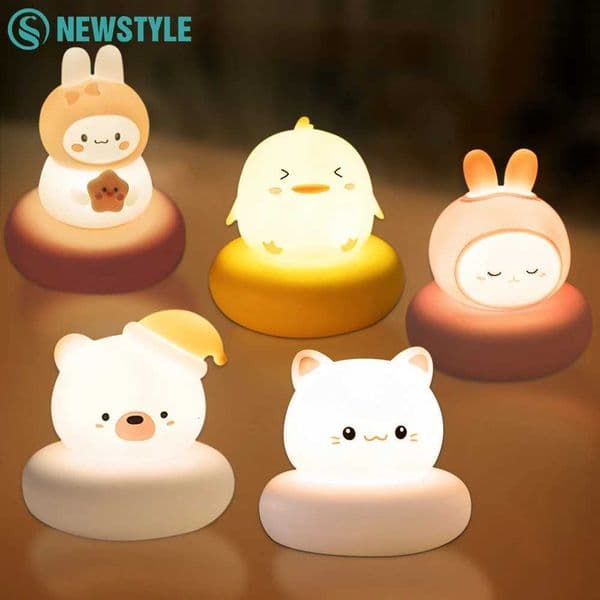 Cute Animal Night Light Novelty 3 Level Dimmable Nursery Nightlight USB Rechargeable Table Lamp for Breastfeeding Toddler Baby H260321