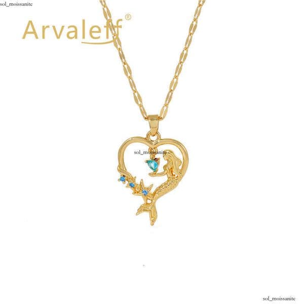 Silver Necklace Mermaid Series Underwater Heart Pendant Clavicle Chain 18k Gold Moissanite with Diamonds Wholesale