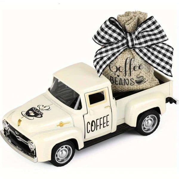 Alloy Vintage Truck Mini Casting Farmhouse Decor with Bean Bag Non Electric Desktop Accessory for Coffee Bar Display 26Y0321