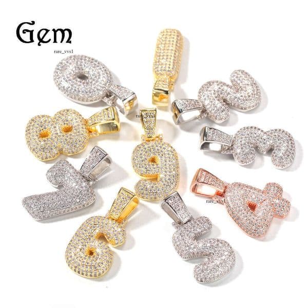 Hip Hop Moissanite Jewelry Style Silver Inlaid Moissanite Number Pendant Personality Trendy Cool Splicable DIY Necklace Source