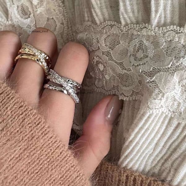 Multi-layer zircon open for women, light luxury niche design, high-end feel, statement index finger ring, exaggerated personality couple ring