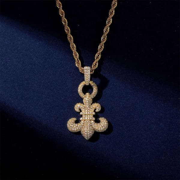 New Jewelry Hip Hop Niche Abstract Crown Moissanite Pendant Necklace Unisex Collarbone Sweater Chain
