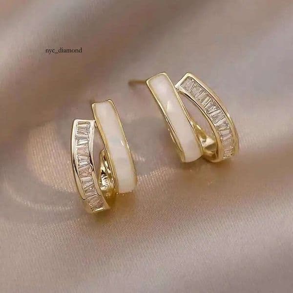 new trendy double-layer earrings high-end light luxury from Dongdaemun Korea ethereal Korean-style layered earrings