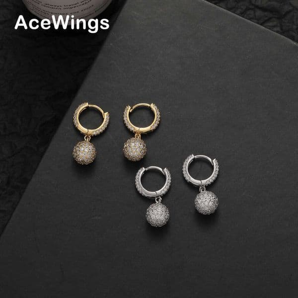 New Jewelry round ball popular rap style unisex personalized earrings trendy foreign trade ear accessories