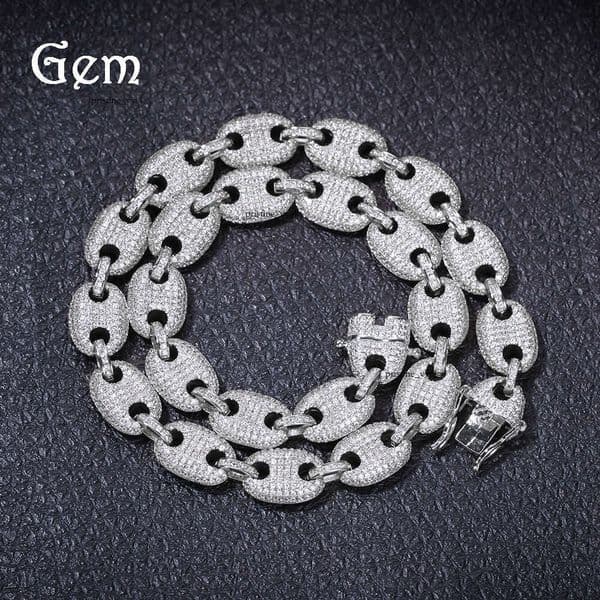 New Moissanite Jewelry Style Real Gold Plated Hip Hop Necklace BlingBling Pig Nose Men's Versatile Chain Wholesale