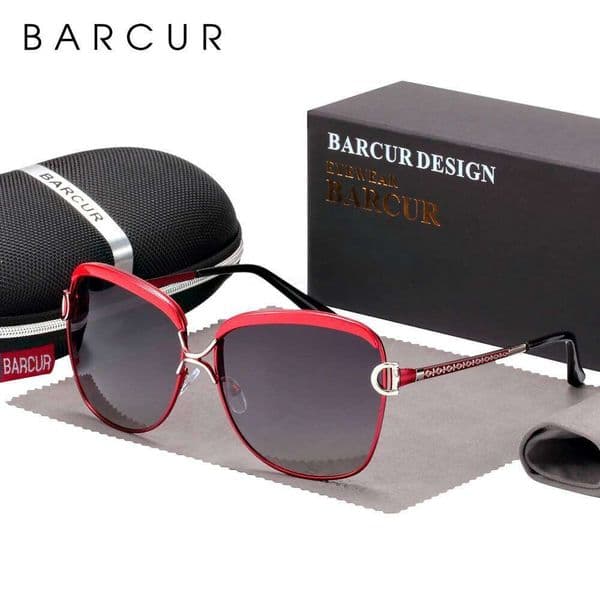 BARCUR Polarized Ladies Sunglasses Women Gradient Lens Round Sun Glasses Square Luxury Brand Oculos Lunette De Soleil Femme 26Y0321