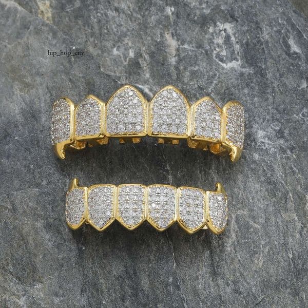 Hip Hop WISH hot-selling micro-inlaid gold fangs Vampire teeth Hip Hop accessories braces wholesale