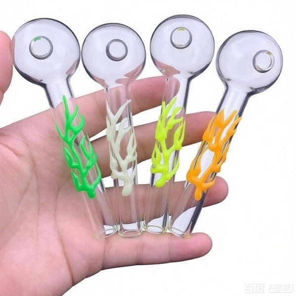 Wholesale 4Inch 30mm Ball Octopus Glass Oil Burner Pipes Luminous Glass Oil Tube Pipe for Smoking Glow in Dark Hand Pipe Spoon Burners